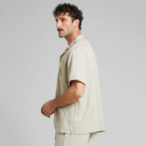Dedicated Shirt Marstrand Linen Emb Ecru