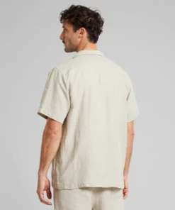 Dedicated Shirt Marstrand Linen Emb Ecru
