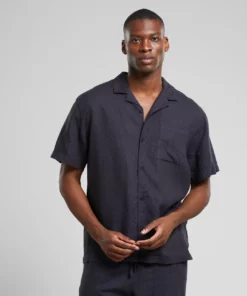 Dedicated Shirt Marstrand Linen Phantom Black