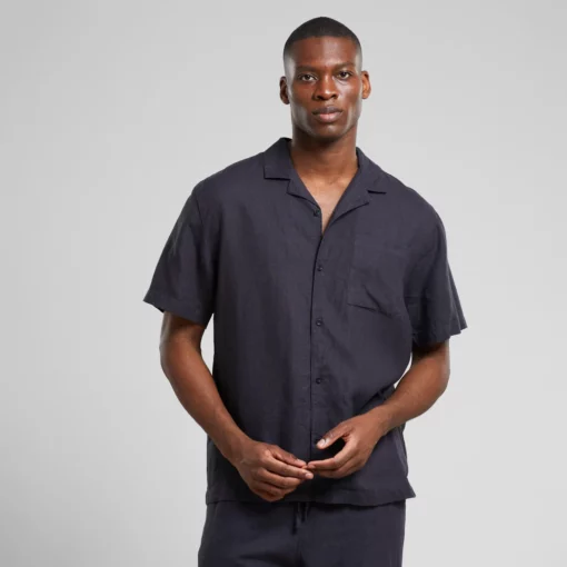 Dedicated Shirt Marstrand Linen Phantom Black