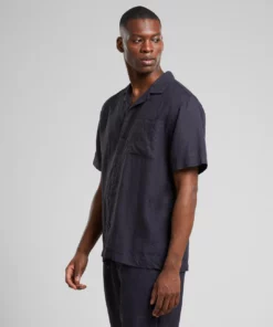 Dedicated Shirt Marstrand Linen Phantom Black