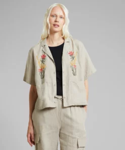 Dedicated Shirt Valje Linen Emb Ecru