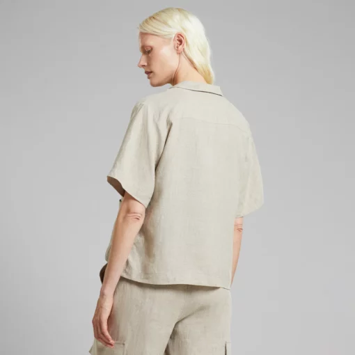 Dedicated Shirt Valje Linen Emb Ecru