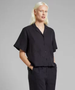 Dedicated Shirt Valje Linen Phantom Black