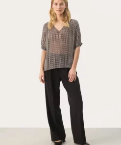 Part Two Popsy Blouse Small Black Zig Zag Print