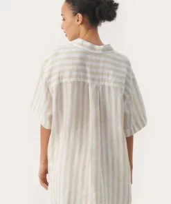 Part Two Garinen Linen Shirt White Pepper Stripe