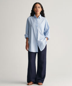 Gant Woman Linen Blend Pull On Pants Evening Blue