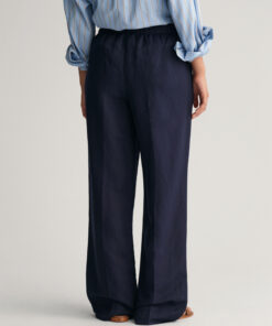 Gant Woman Linen Blend Pull On Pants Evening Blue