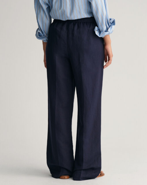 Gant Woman Linen Blend Pull On Pants Evening Blue
