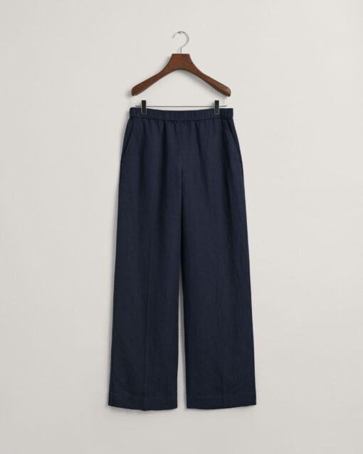 Gant Woman Linen Blend Pull On Pants Evening Blue