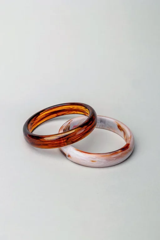 Bow19 Details Bangle Set of 2 Beige & Brown
