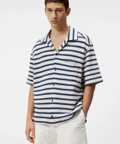 J.Lindeberg Tiro Resort Stripe Shirt Estate Blue