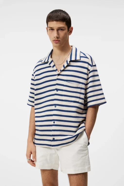 J.Lindeberg Tiro Resort Stripe Shirt Estate Blue