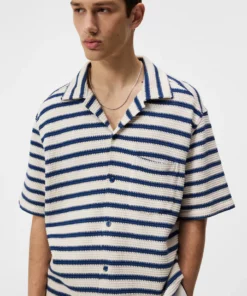 J.Lindeberg Tiro Resort Stripe Shirt Estate Blue