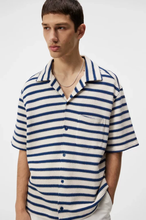 J.Lindeberg Tiro Resort Stripe Shirt Estate Blue