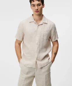J.Lindeberg Elio Linen Melange Shirt Safari Beige