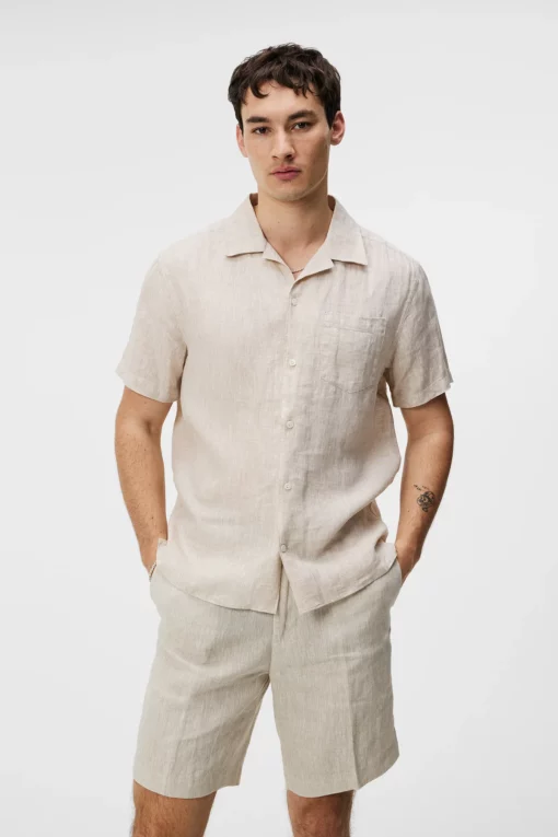 J.Lindeberg Elio Linen Melange Shirt Safari Beige