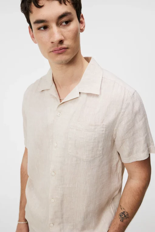 J.Lindeberg Elio Linen Melange Shirt Safari Beige