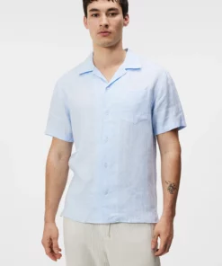 J.Lindeberg Elio Linen Melange Shirt Chambray Blue