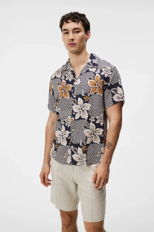 J.Lindeberg Elio Linen Island Floral Shirt