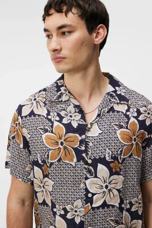 J.Lindeberg Elio Linen Island Floral Shirt