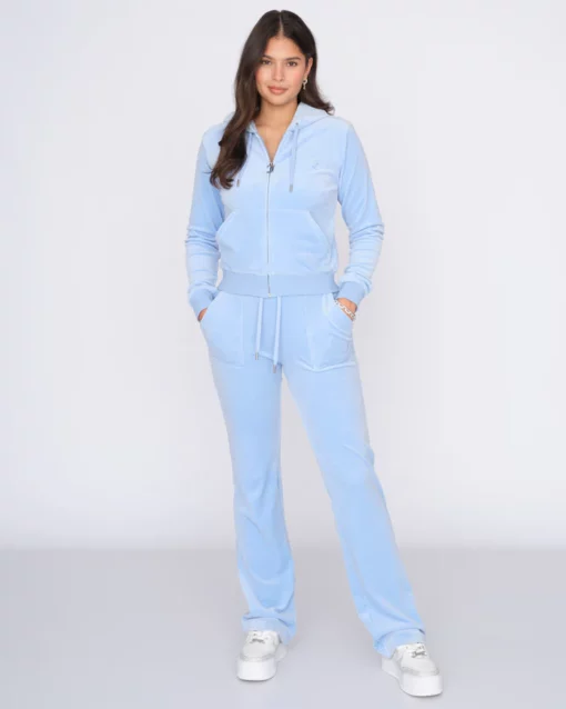 Juicy Couture Classic Velour Robertson Zip Hoodie Powder Blue