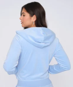 Juicy Couture Classic Velour Robertson Zip Hoodie Powder Blue