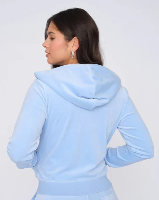 Juicy Couture Classic Velour Robertson Zip Hoodie Powder Blue