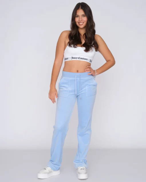 Juicy Couture Classic Velour Del Ray Pocket Pant Powder Blue