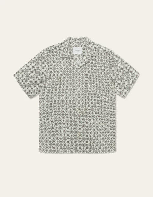 Les Deux Tapestry SS Shirt Ivory/Light Jade Green