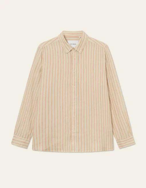 Les Deux Kristian Linen B.D. Shirt Ivory/Baked Papaya