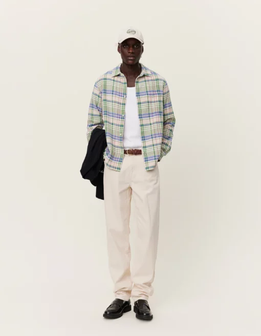 Les Deux Kash Check Shirt Seashell/Vintage Green