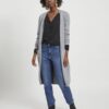 Vila Ril Long Knit Cardigan Medium Grey Melange