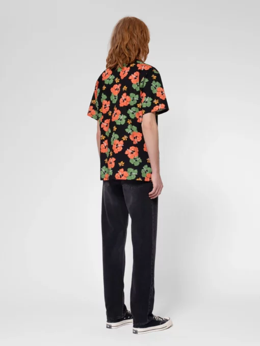 Nudie Jeans Arvid Flower Hawaii Shirt Black
