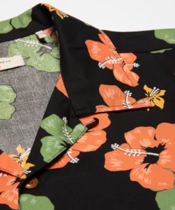 Nudie Jeans Arvid Flower Hawaii Shirt Black