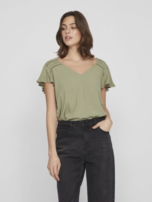 Vila Mesa Tape Detail Top Oil Green