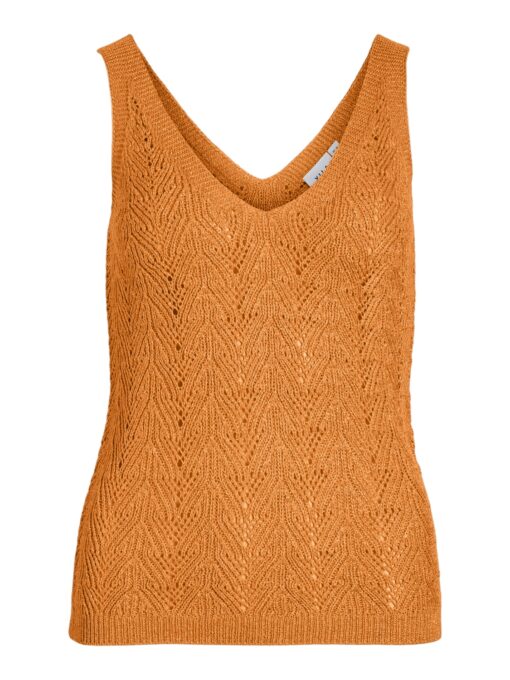 Vila Folia V.Neck Glitter Knit Top Sun Orange
