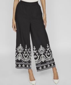 Vila Winnie Alethea Cropped Embro Pants Black