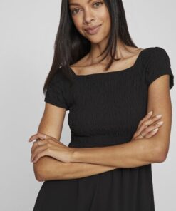 Vila Rita Smock Dress Black