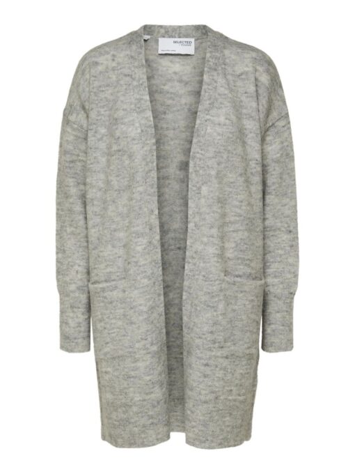 Selected Femme New Lulu Long Cardigan Light Grey Melange