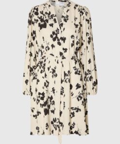 Selected Femme Viva AOP Short Dress Black