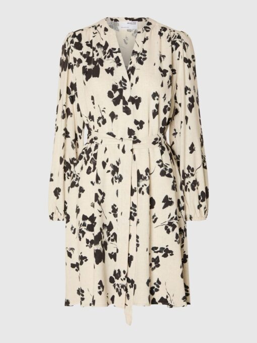 Selected Femme Viva AOP Short Dress Black