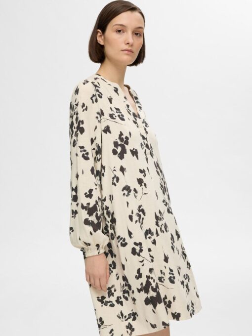 Selected Femme Viva AOP Short Dress Black