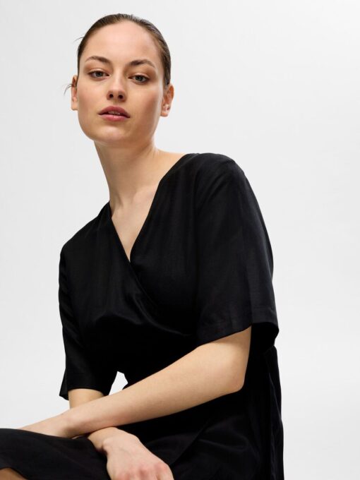 Selected Femme Allesandra 2/4 Ankle Wrap Dress Black