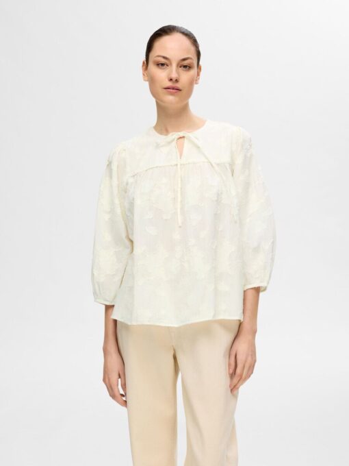 Selected Femme Corina Jaquard Top Snow White
