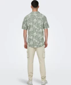 Only & Sons Caiden Life Resort Linen Shirt Green