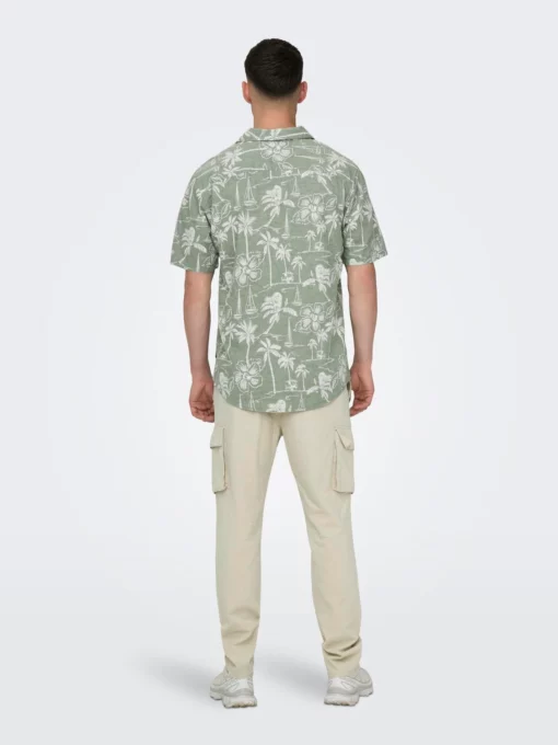 Only & Sons Caiden Life Resort Linen Shirt Green