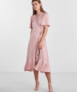 Yasthea Midi Wrap Dress Pale Mauve