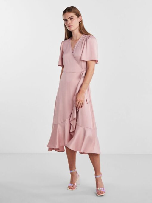 Yasthea Midi Wrap Dress Pale Mauve
