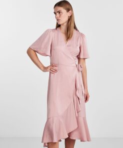 Yasthea Midi Wrap Dress Pale Mauve